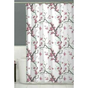 Maytex Cherrywood Blossom Shower Curtain Pink Floral Fabric Spring Bath Gift NEW
